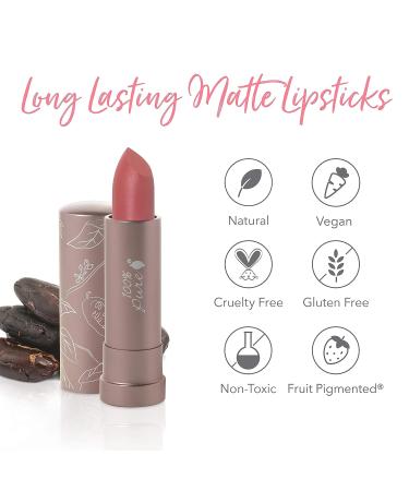 100% Pure Cocoa Butter Matte Lipstick - Long-Lasting Moisturizing Lip Color for All Skin Tones - Vegan Fruit Pigmented Pink Canyon (Dusty Pink) - 0.15 oz - Buy Online on GoSupps.com