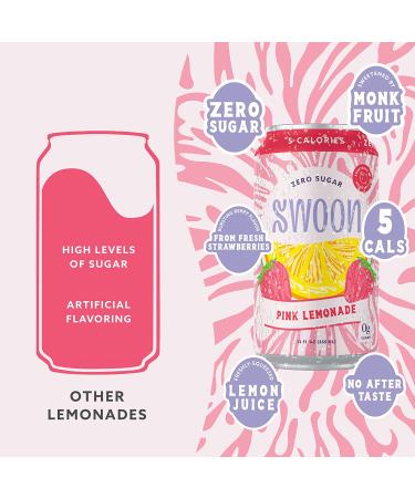 Swoon Pink Lemonade 12-Pack - Sugar Free, Low Carb, Paleo, Gluten-Free Keto Drink - Strawberry Lemonade with 100% Natural Lemon Juice Concentrate - 12 Fl oz - Buy Online on GoSupps.com