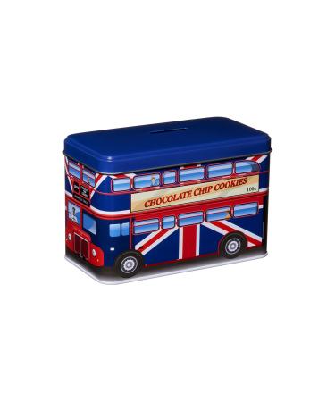 KEEP CALM and CARRY ON Union Jack Bus Money Box Tin Filled with Chocolate Chip Cookies 100 g