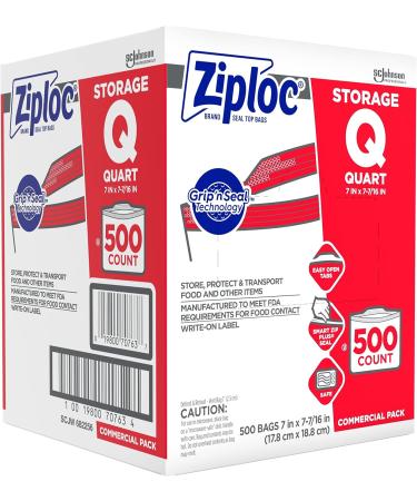 SC Johnson Ziploc Quart Food Storage Bags - 500 Count Medium with Grip 'n Seal Technology - Buy Online on GoSupps.com