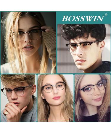 BOSSWIN Blue Light Blocking Glasses 3 Pack for Women/Men - Fashion Round Half Frame - Computer Game Reading TV Glasses - A1-bright Black Gold + Sand Black Silver + Transparent Silver Edge - Buy Online on GoSupps.com