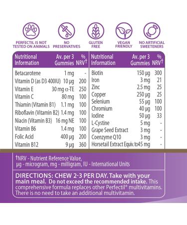 Perfectil Hair Crush Vitamin Gummies - Ultimate Hair Growth Formula with Biotin, Vitamin D | Vegan Chewable Gummy for Thick, Healthy Hair - Buy Online on GoSupps.com