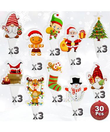 Christmas Cupcake Toppers | 30 Pcs Holiday Set | Xmas Santa Gingerbread Man Snowman Designs | Christmas Party Baking Decorations | Xmas Reindeer Gnome Elf plus Stocking Cake Toppers | By BASHOUT - Buy Online on GoSupps.com