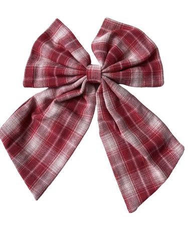 YUPs Tartan bow knot hair clips Plaid fashion accessories Festive hairpins Handmade bow knot clip for Girls and Women (Wine)