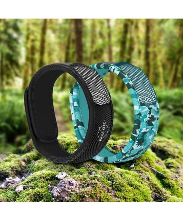 Para'Kito Mosquito Repellent Bundle | Peppermint Oil Bracelets & Refills | Hiking & Camping Accessories | Paraben & DEET Free - 2 Wristbands & 2 Refills (Black + Conceal) - Buy Online on GoSupps.com
