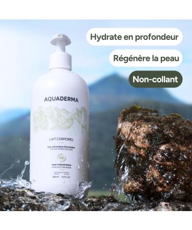 Aquaderma Organic Aloe Vera Moisturizing Body Lotion & Volcanic Water 500 ml - 99% Natural Origin & Made in France - Deep Moisturizes & Non-Sticky - All Skin Types - Buy Online on GoSupps.com