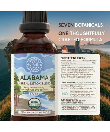 HerbEra Alabama Herbal Detox Blend - USDA Organic Extract Made in USA | Immune & Liver Support Liquid Drops | Dandelion Root Eleuthero Milk Thistle Schisandra Chaparral | 2 fl oz - Buy Online on GoSupps.com