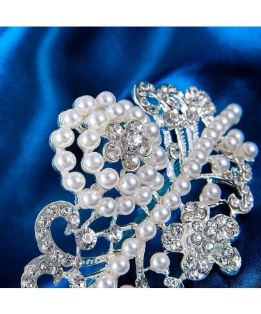 ROFIFY Audrey Hepburn Holly Golightly Pearls Crown Comb Tiara - Crystal Silver Plated Hairpiece Inspired by Breakfast at T's - Buy Online on GoSupps.com