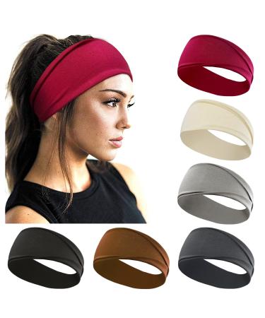 Kavya Headband Women Sport 6 Pack Hairband Women Thin Hairbands Workout Yoga Hair Accessories Women Headband Gray