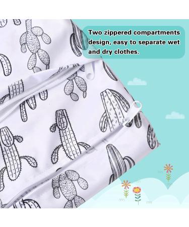 SANNIX 2Pcs Wet Dry Bags for Baby Cloth Diapers - Washable Cactus Travel Beach Pool Gym Bag with Two Zippered Pockets - Buy Online on GoSupps.com