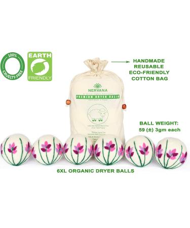 Organic Wool Dryer Balls - Lavender 6 XL Premium Quality Reusable Natural Fabric Softener 100% Hand Made New Zealand Merino Wool Bunch of Lavender Fair-Trade - Buy Online on GoSupps.com