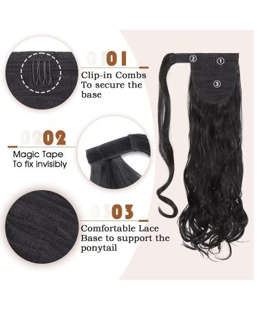 Tess Ponytail Extension - 60 cm Dark Black Wavy Braid | 100g Long Hair Extension for Horseplate | Best International Shipping - Buy Online on GoSupps.com