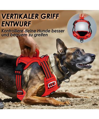 Buy Eyin Adjustable Dog Harness for Large Dogs - Breathable Reflective Padded with Handle for Training (Red L) - Neck 42-60cm Breast 47-86cm - Buy Online on GoSupps.com