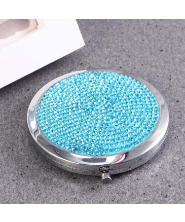 Lurrose Travel Mirror Bling Compact Mirror Round Folding Mirror Double- sided Cosmetic Mirror Portable Pocket Mirror Rhinestone Mirror for Travel and Home Use (Sky Blue) Small Mirror Sky-blue - Buy Online on GoSupps.com