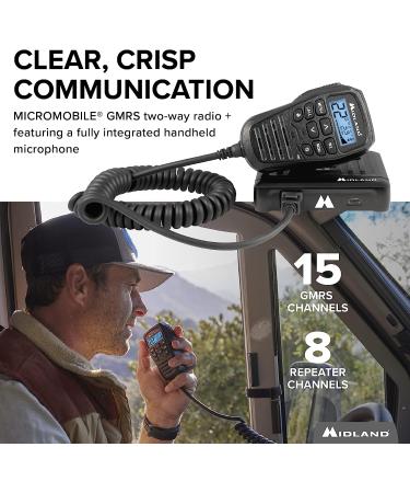 Midland MXT275 MicroMobile GMRS Radio - 15W Two-Way Radio for Overland, Caravanning, Tractors - Integrated Control Mic, Detachable Antenna - 8 Repeater Channels - Buy Online on GoSupps.com