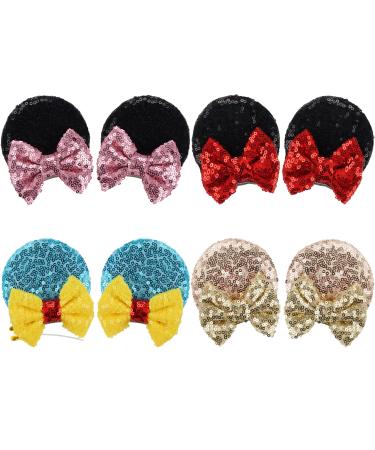 8PCS Sequin Mouse Ears Hair Clips Glitter Hair Bows Cute Mice Ears Hair Clips Barrettes for Women Girls Hair Accessories for Costume Party Favor Halloween Christmas Decoration Multi-colored - Buy Online on GoSupps.com