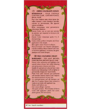 Henne Color Burgundy Henna Hair Colouring Cream 90ml - Bordeaux | Vibrant & Natural Hair Dye - Buy Online on GoSupps.com