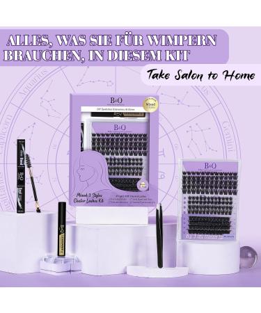 Lash Extension Set - 156 PCs Individual Eyelash Extensions with Glue & Remover for DIY - Premium Quality Bootes Kit - Buy Online on GoSupps.com