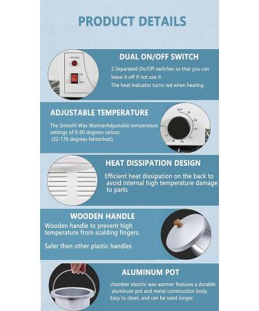 DAORDAER Professional Electric Wax Warmer for Hair Removal | Adjustable Temperature Salon Spa Wax Pot with 40 Wood Sticks - Buy Online on GoSupps.com