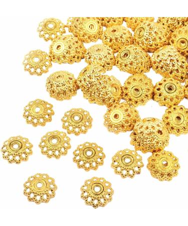 200 Pcs 11.5mm Antique Golden Flower Bead Caps - DIY Jewelry Making Supplies - Buy Online on GoSupps.com