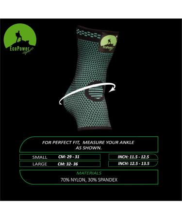ECOPOWER SPORTS Ankle Support Brace Compression for Ligament Damage, Plantar Fasciitis & Arthritis - Elastic Ankle Support for Achilles Tendonitis & Strain - Green-L Size - 1 Unit - Buy Online on GoSupps.com