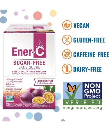 Ener-C Sugar Free Multivitamin Drink Mix - Vitamin Powder for Water Electrolytes Powder No Sugar Hydration Boost Packets Zero Sugar Vitamin C & B12 Supplement Liquid Mix - Passionfruit 60 Count Passion Fruit 9.2 Ounce  - Buy Online on GoSupps.com