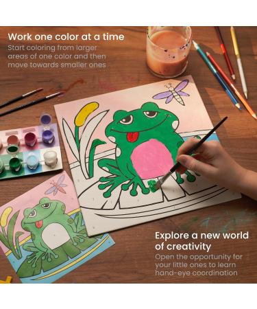 Arteza Kids Paint by Numbers Kit - Fairytale Canvas Painting Set for Developing Hand-Eye Coordination - 10x10 Inches - 24 Acrylic Paint Pots - Frog Theme - Buy Online on GoSupps.com