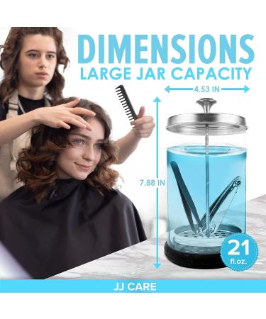 JJ CARE Disinfectant Jar (21 oz) with Removable Basket and Stainless Steel Cap - Ideal for Salon, Manicure Implements, and Barber Tools - Buy Online on GoSupps.com