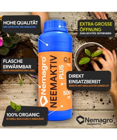 Nemagro Neemactive - Neem Oil with Emulsifier Rimulgan 500ml | Premium Neem Oil for Plants & Natural Pest Control - Buy Online on GoSupps.com