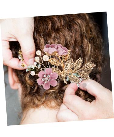 FRCOLOR 1 Set crown leaf pearl flower copper wire manual comb u shape hairpin girls hair accessories Hair up hair clip headgear hair comb flower Imitation pearls girl wedding - Buy Online on GoSupps.com