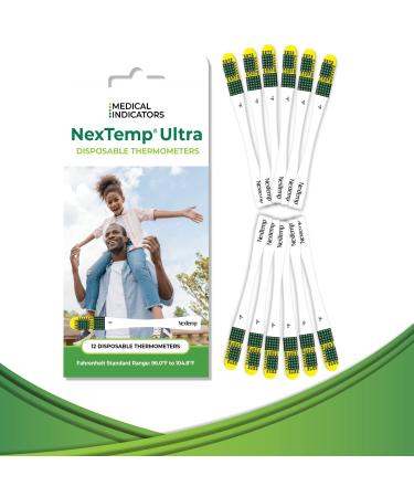 NexTemp Ultra Single-Use Thermometers: Individually Wrapped 12-Pack, Providing Superior Accuracy and Maximum Infection Control. Perfect for Businesses, Schools, First-Aid, Home, and Travel!
