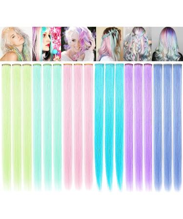 18 PCS Colored Hair Extensions 21Inch - Heat-Resistant Synthetic Crazy Hair Accessories - Clip-In Hair Highlights for Women - Multi-Colored - Ideal for Holiday Parties - Buy Online on GoSupps.com