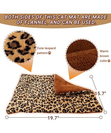 FLYSTAR Self-Heating Cat Bed Mat - Leopard Print Soft Flannel & Cotton - Machine Washable - Ideal for Small, Medium, Large Cats/Puppies - 15.7 * 19.7 - Buy Online on GoSupps.com
