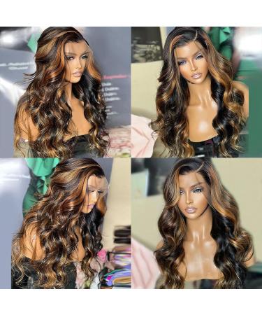 Arabella 24 Ombre Lace Front Wig Human Hair 1B/30 Honey Blonde 13x4 HD Transparent Pre Plucked Colored 24 Inch Body Wave 180% Density - Buy Online on GoSupps.com