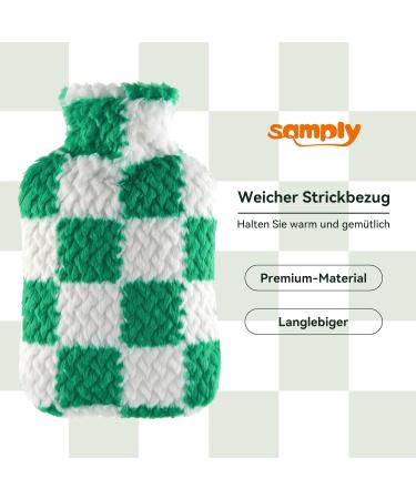 Buy SAMPLY 2L Hot Water Bottle with Soft Cover - Fluffy Green Bed Bottle for Kids & Adults - Perfect Gift for Women - Buy Online on GoSupps.com