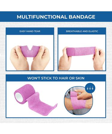 BANDVET WRAP Self Adhesive Bandage Wrap - 12 Assorted Colors, Non-Woven, Breathable & Water-Resistant - 2 x 5 Yards for First Aid, Sports Injury, Body Sprains & Pets - Buy Online on GoSupps.com