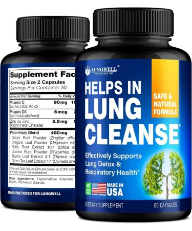 LUNGWELL Quit Smoking Aid - Made in USA - Helps to Clear Lungs & Stop Smoking - Infused with Mullein & L-Tryptophan for Lung Cleanse & Stress Relief - Buy Online on GoSupps.com