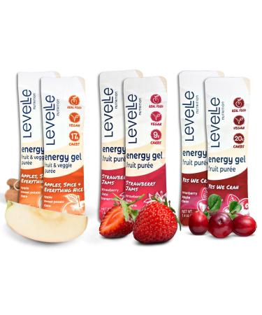 Levelle Nutrition Energy Gel Variety Sampler Real Food Fuel for Female Endurance Athletes | Vegan No Artificial Additives | 6-Pack (40g Each) 3 Flavors Assorted Flavors 6 Count (Pack of 1)