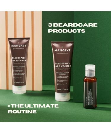 ManCave Blackspice Beard Gift Set - 3 Grooming Essentials for Thicker, Healthier Beard | Vegan-Friendly, Recycled Plastic Tubes | Made in England - Buy Online on GoSupps.com