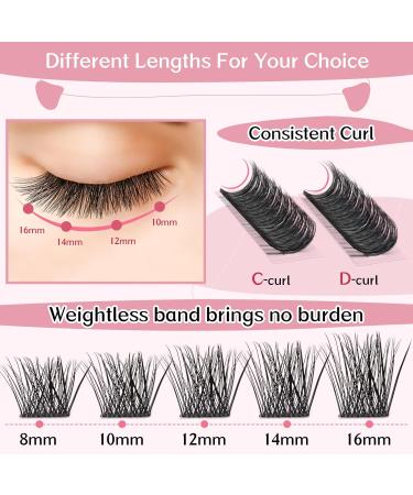 DIY Cluster Lashes 72 Pcs | D-16mm Thin Band Individual Eyelash Extensions | Easy to Apply at Home | First Glance - Buy Online on GoSupps.com