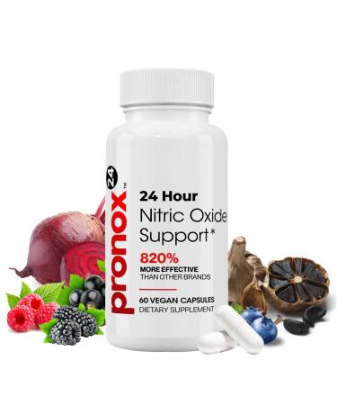 PRONOX 24 Nitric Oxide Booster Supplement with Magnesium Zinc Vitamin B12 Vitamin C & Vitamin D3 | 24-Hour Circulation Support Energy Boost Blood Flow & Heart Health | Vegan Non-GMO (60 Count)
