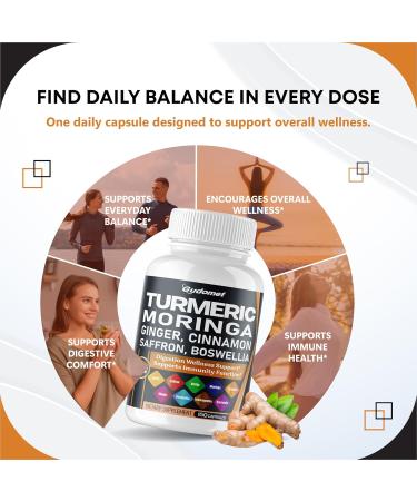 Turmeric Moringa Ginger Boswellia Quercetin Cinnamon Saffron Tart Cherry Odorless Garlic Nettle -150 Capsules 150 count (pack of 1) - Buy Online on GoSupps.com