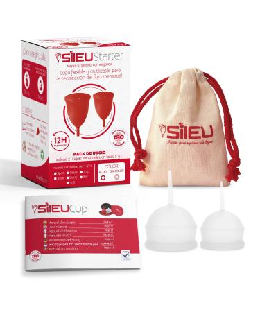 Sileu menstrual cup Bell - normal and severe flow - Soft Beginner Cup - Economic female alternative protection for women's bandages - Size S + L transparent Talla S + L Transparent