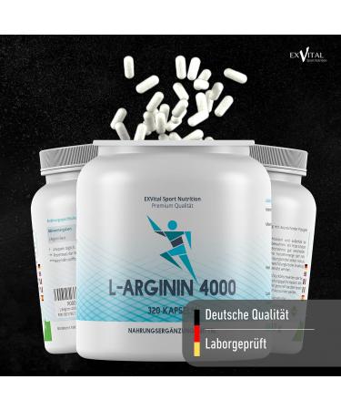 Exvital L-Arginine 4000mg - 320 Kapseln Hochdosiert | Premium deutsche Qualit t | 2-3 Monate Kur - Semi-Essentielle Aminos uren | Apotheke: Sehr Gut - Buy Online on GoSupps.com