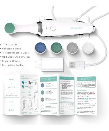 BELLASONIC 4-in-1 Electric Nail File Set | Rechargeable, Oscillating Head | Shape, Smooth, Buff & Shine Nails | Remove Cuticles & Calluses | Salon Quality Manicure Pedicure Results | White/Green - Buy Online on GoSupps.com