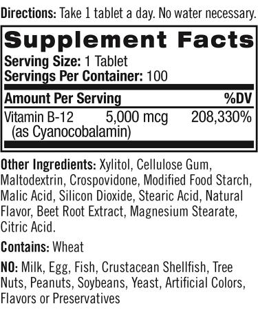 Natrol Fast Dissolving Vitamin B12 5000 mcg â€“ 100 Tabs | Boost Energy & Support Metabolism - Buy Online on GoSupps.com