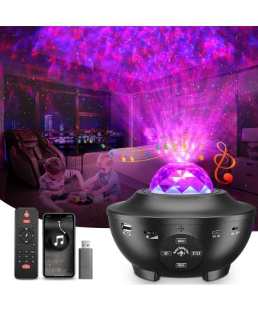 Galaxy Light Projector Star Projector with Remote Control 10 Change Colors Led Projector Light Built-in Bluetooth Music Speaker & Timer for Baby Ambiance Light Room Decor Festival Gift Black