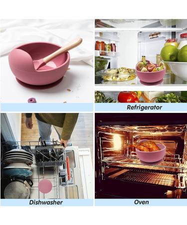 Suction Bowl & Bamboo Spoon Weaning Set | Food Grade Baby Feeding Bowls & Spoons | BPA Free Silicone Children Tableware - Buy Online on GoSupps.com