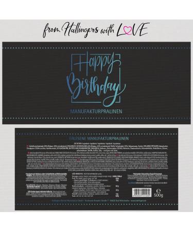 Hallingers Happy Birthday XXL - Handmade Pralines Gift Can | Alcohol-Free Noble Chocolate | Perfect for Mother's & Father's Day | 500g Celebratory Treats - Buy Online on GoSupps.com