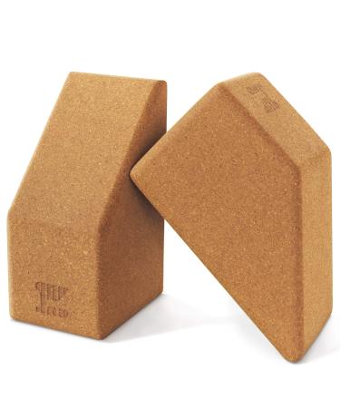 Multifunctional Cork Yoga Blocks 2 Pack - Trapezoid Yoga Block Set, Regular+ Handstand Blocks + Wrist Support Wedge + Calf Stretch Wedge, Firm Stretching Exercise Accessories